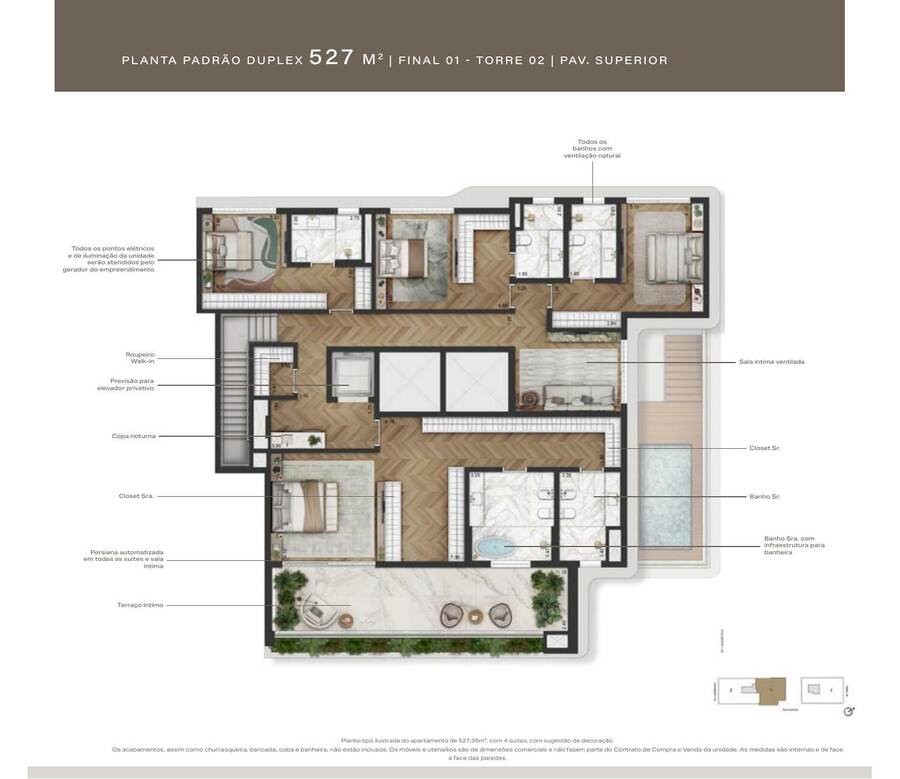 Duplex 527 m² · pavimento superior