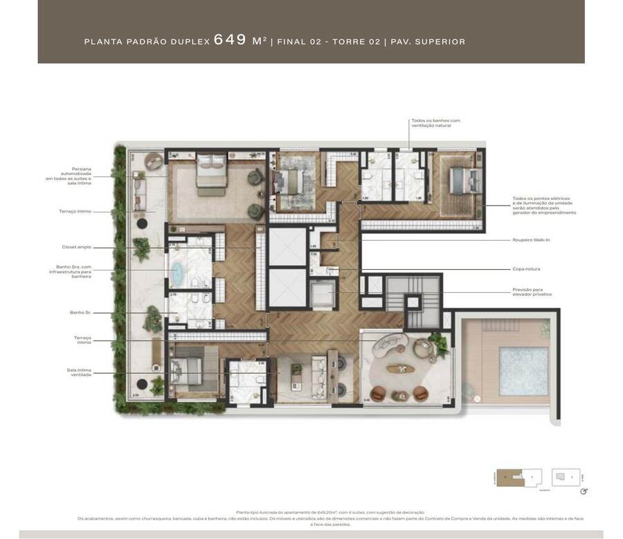 Duplex 649 m² · pavimento superior