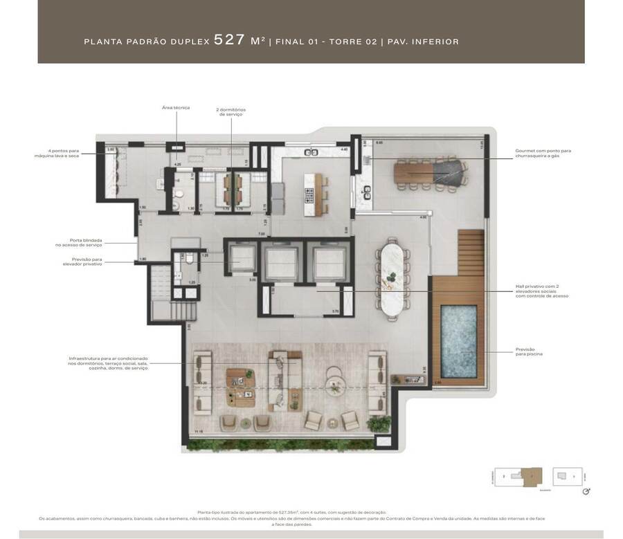 Duplex 527 m² · pavimento inferior